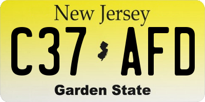 NJ license plate C37AFD