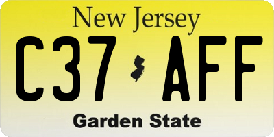 NJ license plate C37AFF