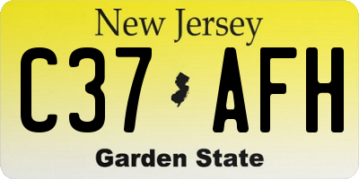 NJ license plate C37AFH