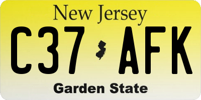 NJ license plate C37AFK