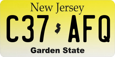 NJ license plate C37AFQ