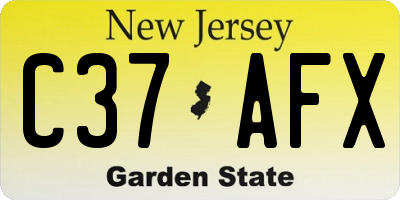 NJ license plate C37AFX