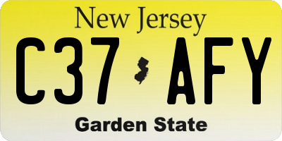NJ license plate C37AFY