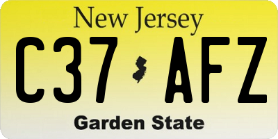 NJ license plate C37AFZ