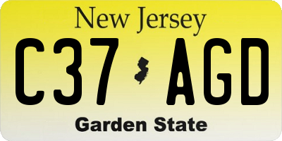 NJ license plate C37AGD