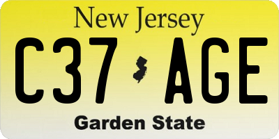 NJ license plate C37AGE