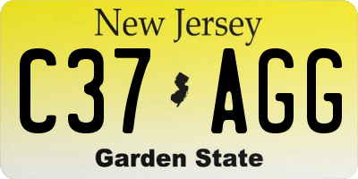 NJ license plate C37AGG