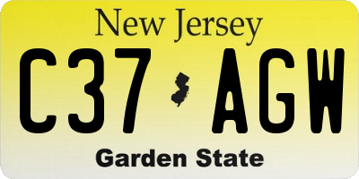 NJ license plate C37AGW