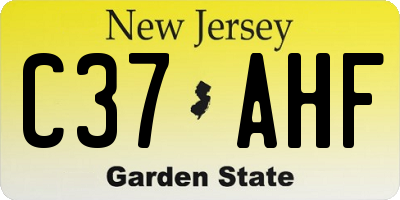 NJ license plate C37AHF
