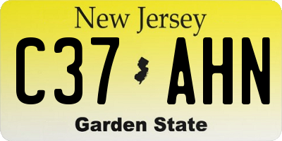 NJ license plate C37AHN