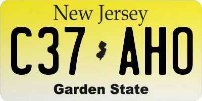 NJ license plate C37AHO