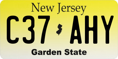 NJ license plate C37AHY