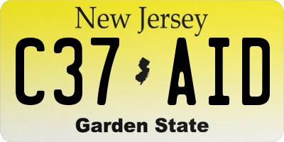 NJ license plate C37AID
