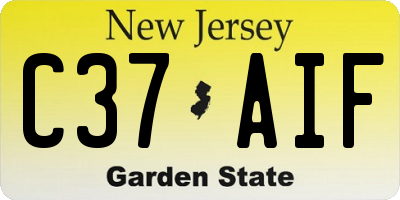 NJ license plate C37AIF