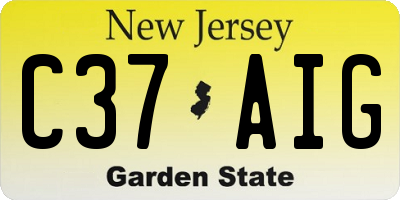 NJ license plate C37AIG
