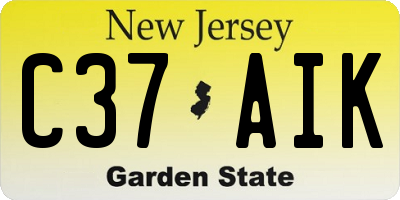 NJ license plate C37AIK