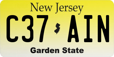 NJ license plate C37AIN