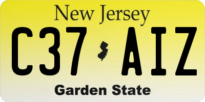 NJ license plate C37AIZ