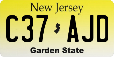 NJ license plate C37AJD
