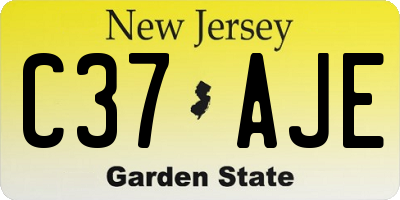 NJ license plate C37AJE