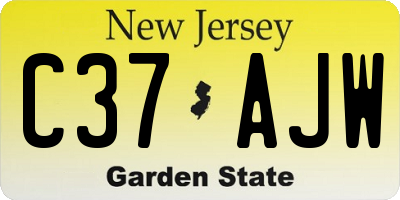 NJ license plate C37AJW