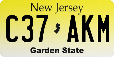 NJ license plate C37AKM