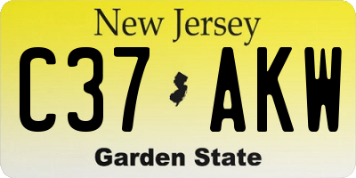 NJ license plate C37AKW