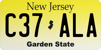 NJ license plate C37ALA