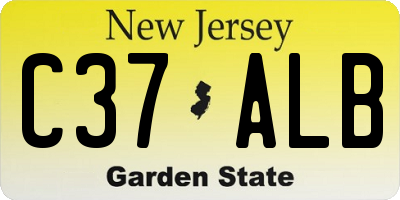 NJ license plate C37ALB