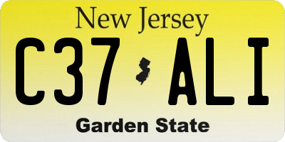 NJ license plate C37ALI
