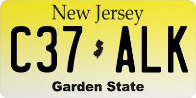 NJ license plate C37ALK