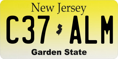 NJ license plate C37ALM
