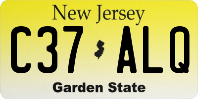 NJ license plate C37ALQ