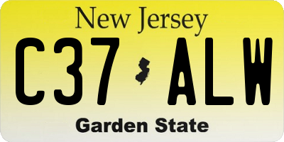 NJ license plate C37ALW