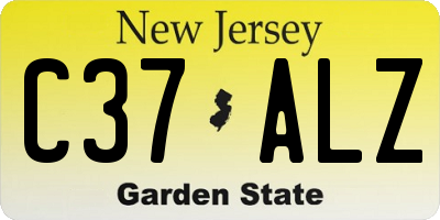 NJ license plate C37ALZ