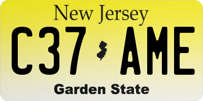 NJ license plate C37AME