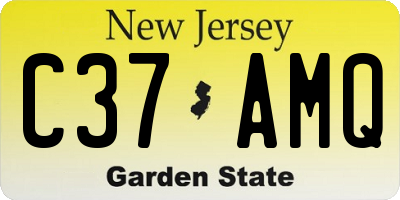 NJ license plate C37AMQ