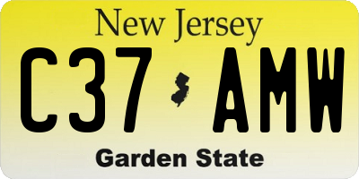 NJ license plate C37AMW