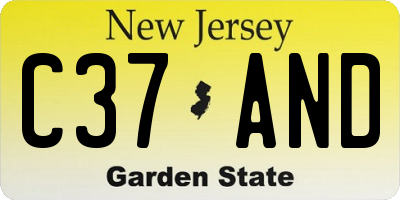 NJ license plate C37AND