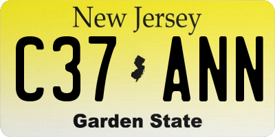 NJ license plate C37ANN
