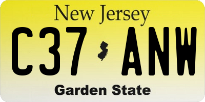 NJ license plate C37ANW