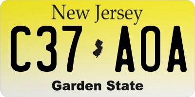 NJ license plate C37AOA