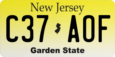 NJ license plate C37AOF