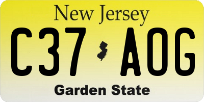 NJ license plate C37AOG