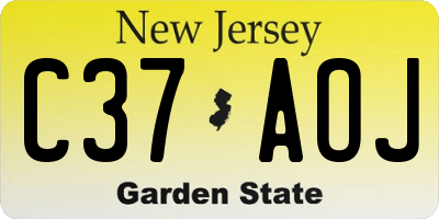 NJ license plate C37AOJ