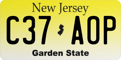 NJ license plate C37AOP
