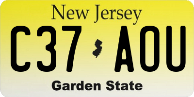 NJ license plate C37AOU