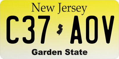 NJ license plate C37AOV