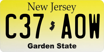 NJ license plate C37AOW