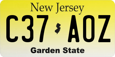 NJ license plate C37AOZ